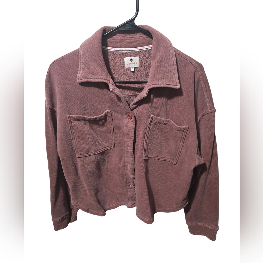 Cropped Dusty Rose Button-Up Jacket, Size Medium